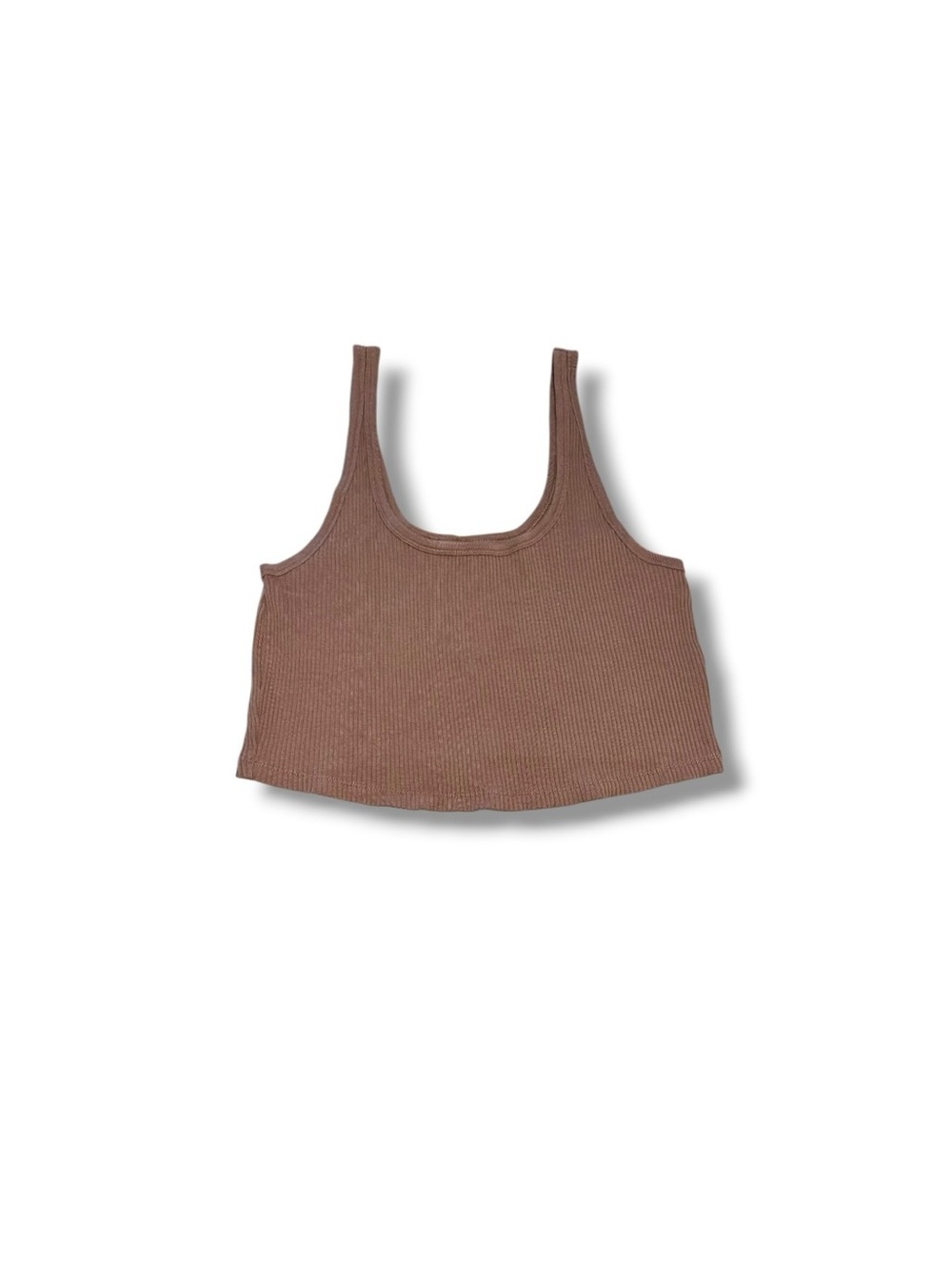 Old Navy Tan Brown Ribbed Stretch Cotton Knit Cropped Tank Top Size XL